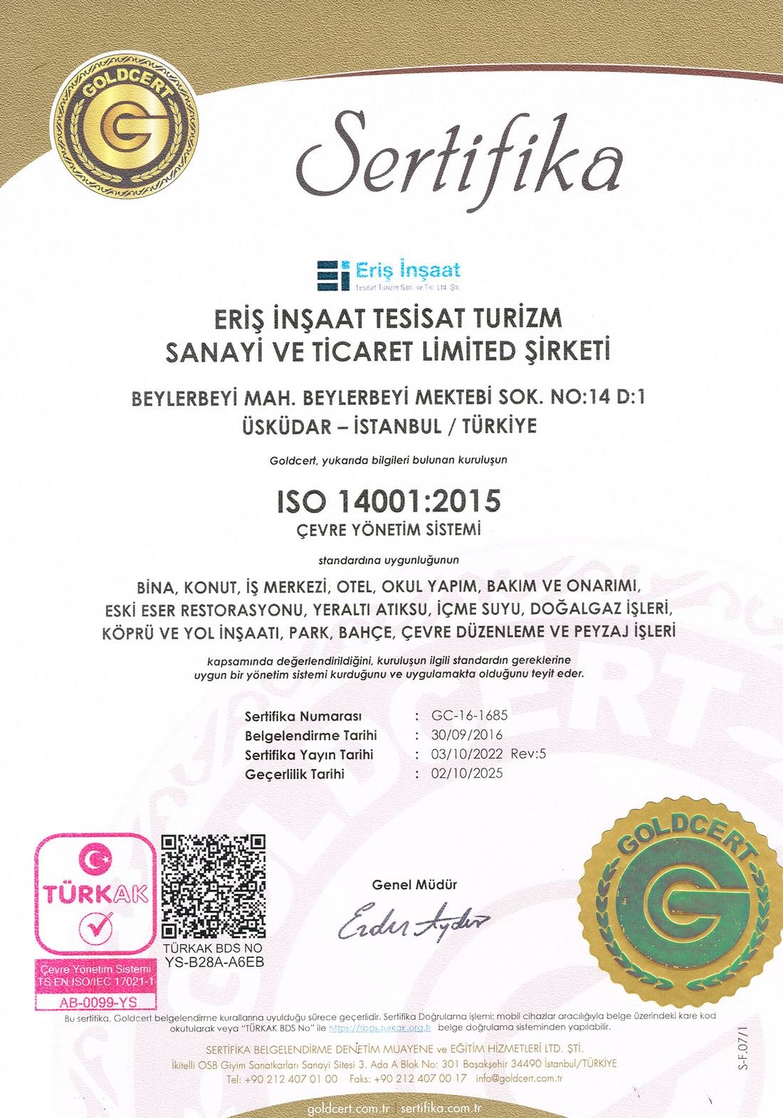 ISO 14001:2015 (TR)